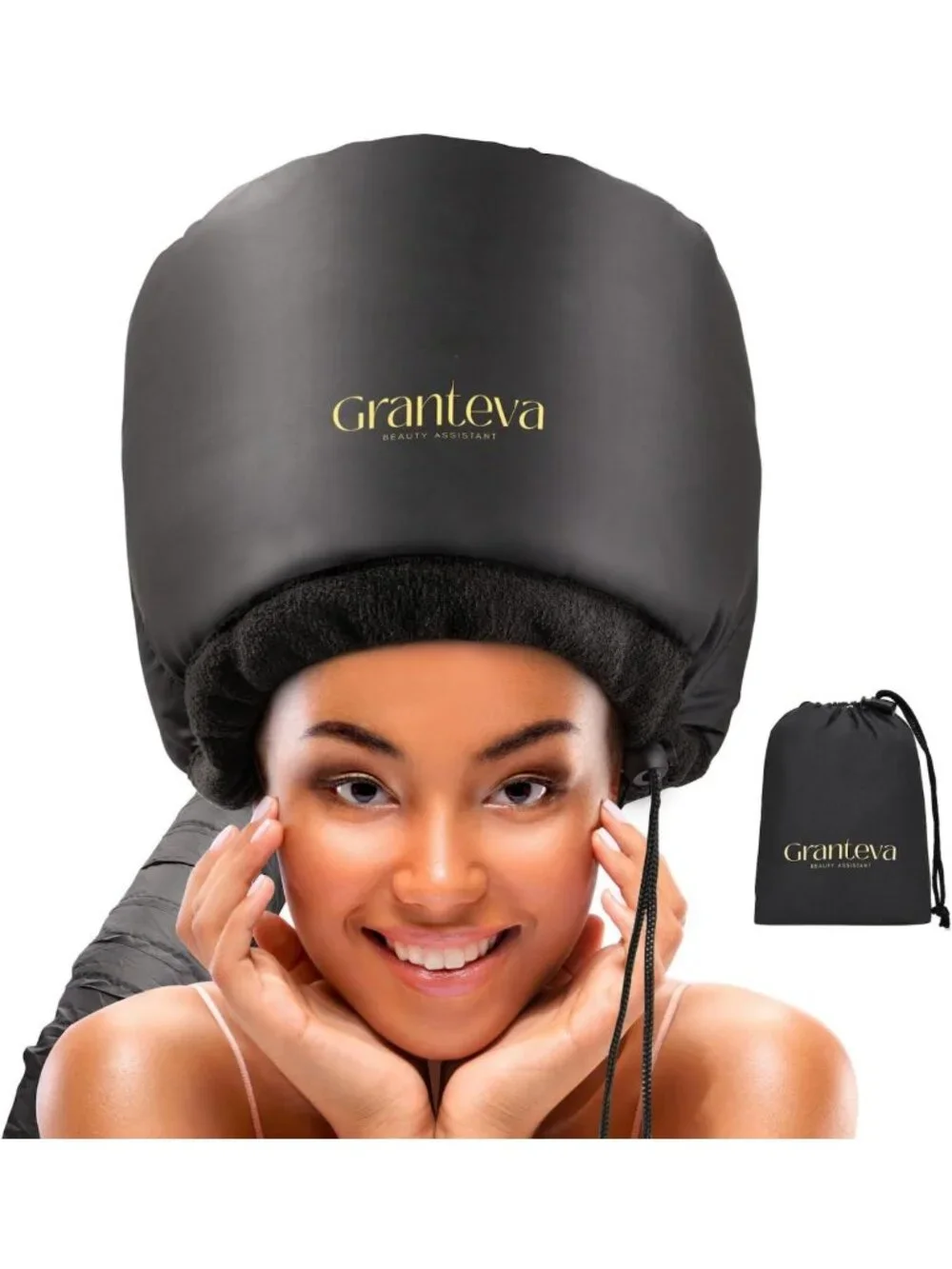 Hooded Hair Dryer Attachment with Headband - Reduces Heat, Diffuser Cap for